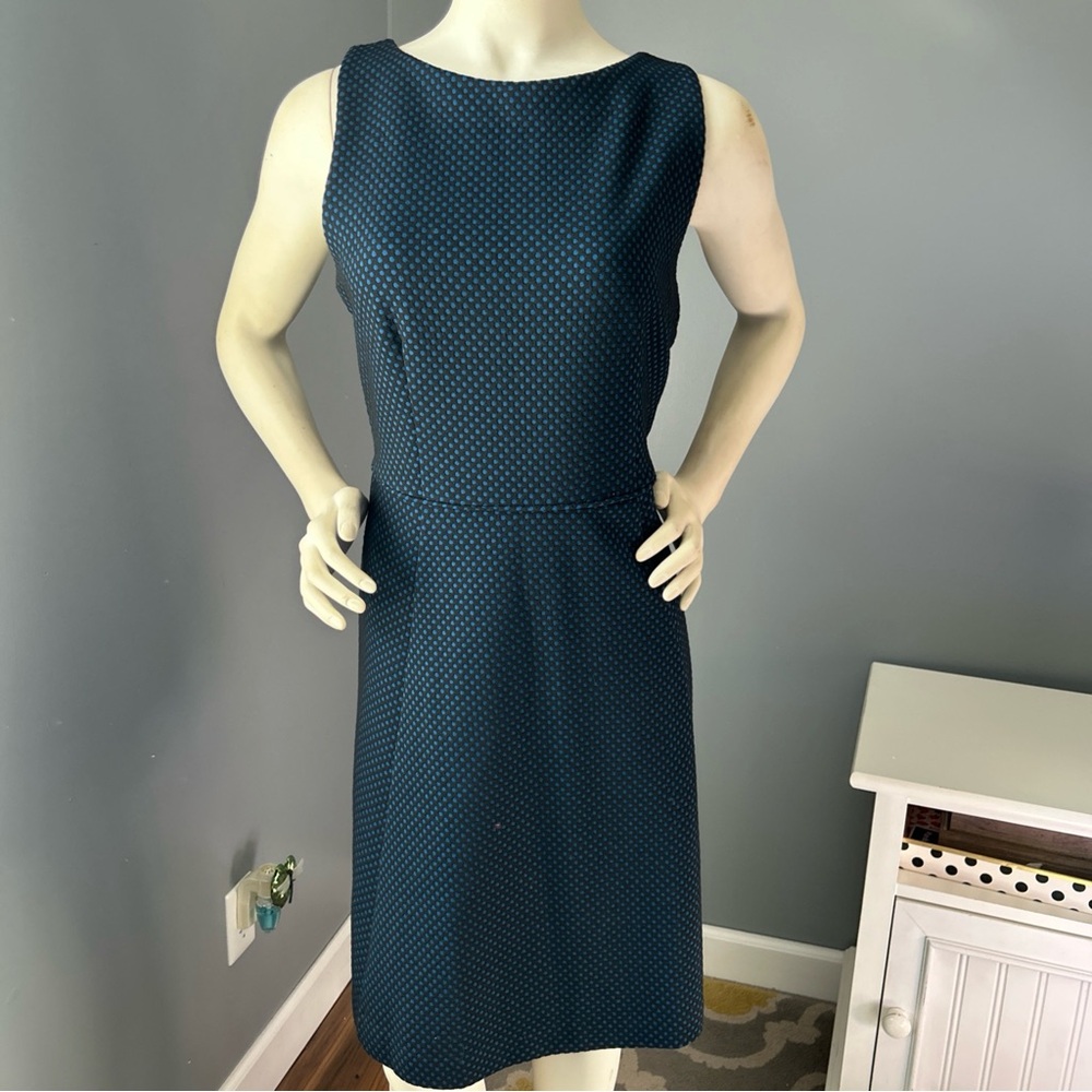 NWT LOFT Fit & Flare Sleeveless Teal Polka Dot Midi Dress